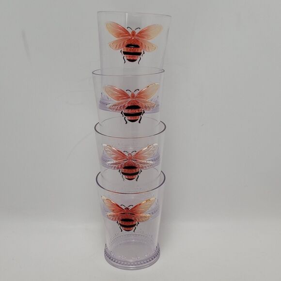 Rachel Ashwell The Prairie Collection Queen Bee Tumblers Set Of 4 Plastic Cups - Picture 4 of 11